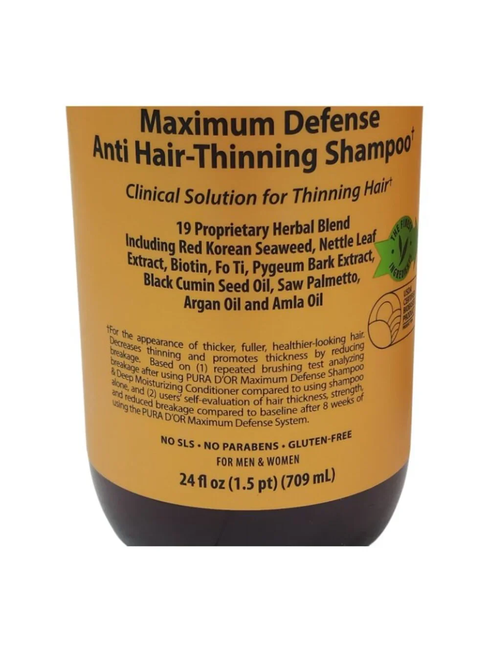 Pura Dor M.D. Maximum Defense Anti Hair-Thinning Shampoo Clinical Solution 24 oz